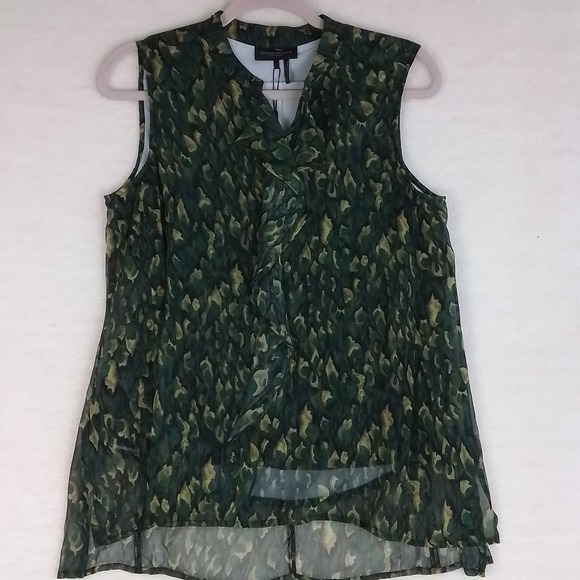 Donna Karan Silk Sleeveless Blouse Size Small in Camouflage - Picture 1 of 10